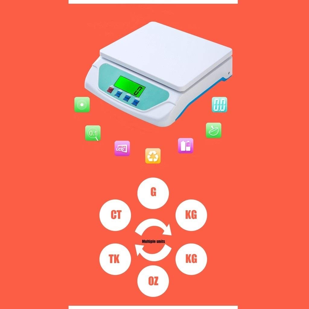 Elektroniczna waga kuchenna, cyfrowa waga kuchenna 22 lb/10 kg, większa platforma i podświetlany wyświetlacz, biała waga elektroniczna (25 kg x 1 g)