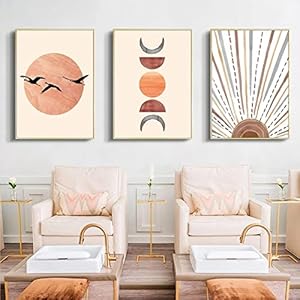 Nordic Abstract Boho Zon Maan Plant Oranje Lijnen Canvas Schilderij Posters En Prints Muur Foto Voor Woonkamer Home Decor