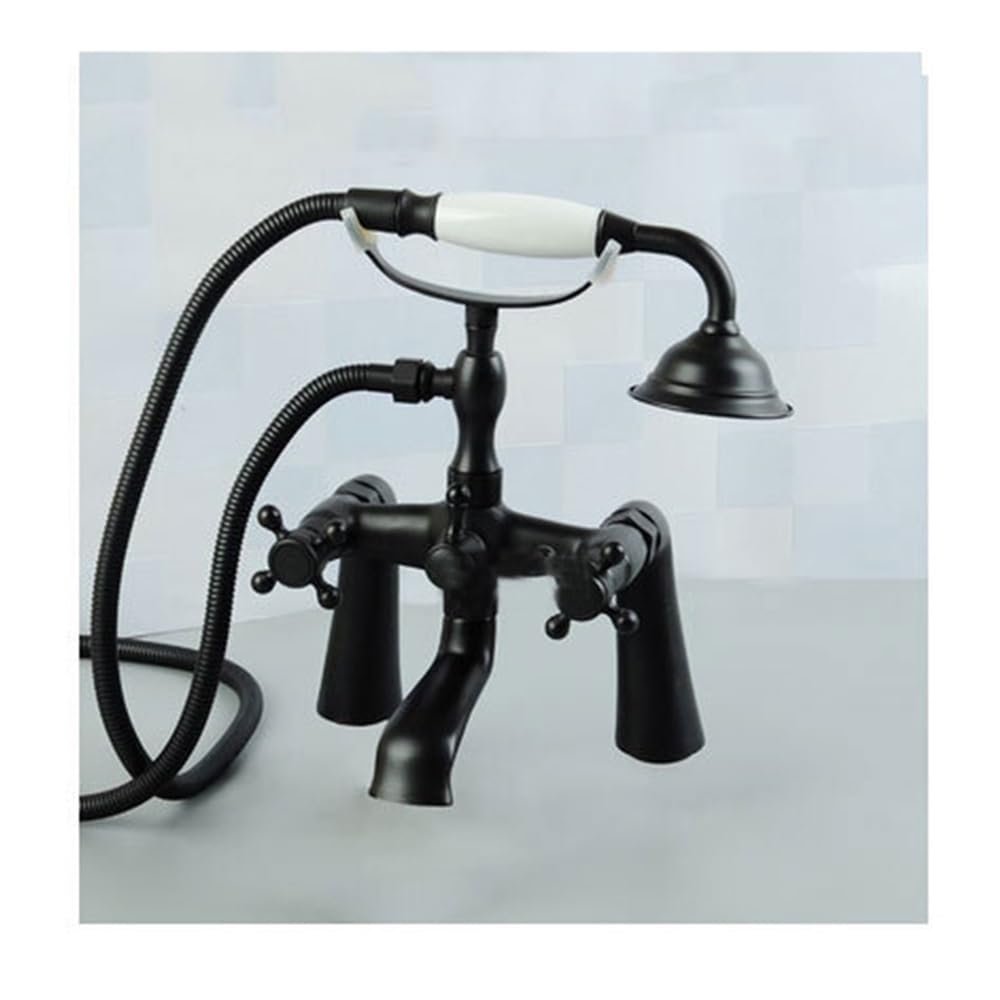 Blyqxs Black Bathtub Side Shower Faucet Set Double Handle Double Control Rotatable Shower Faucet Xt436(,C)
