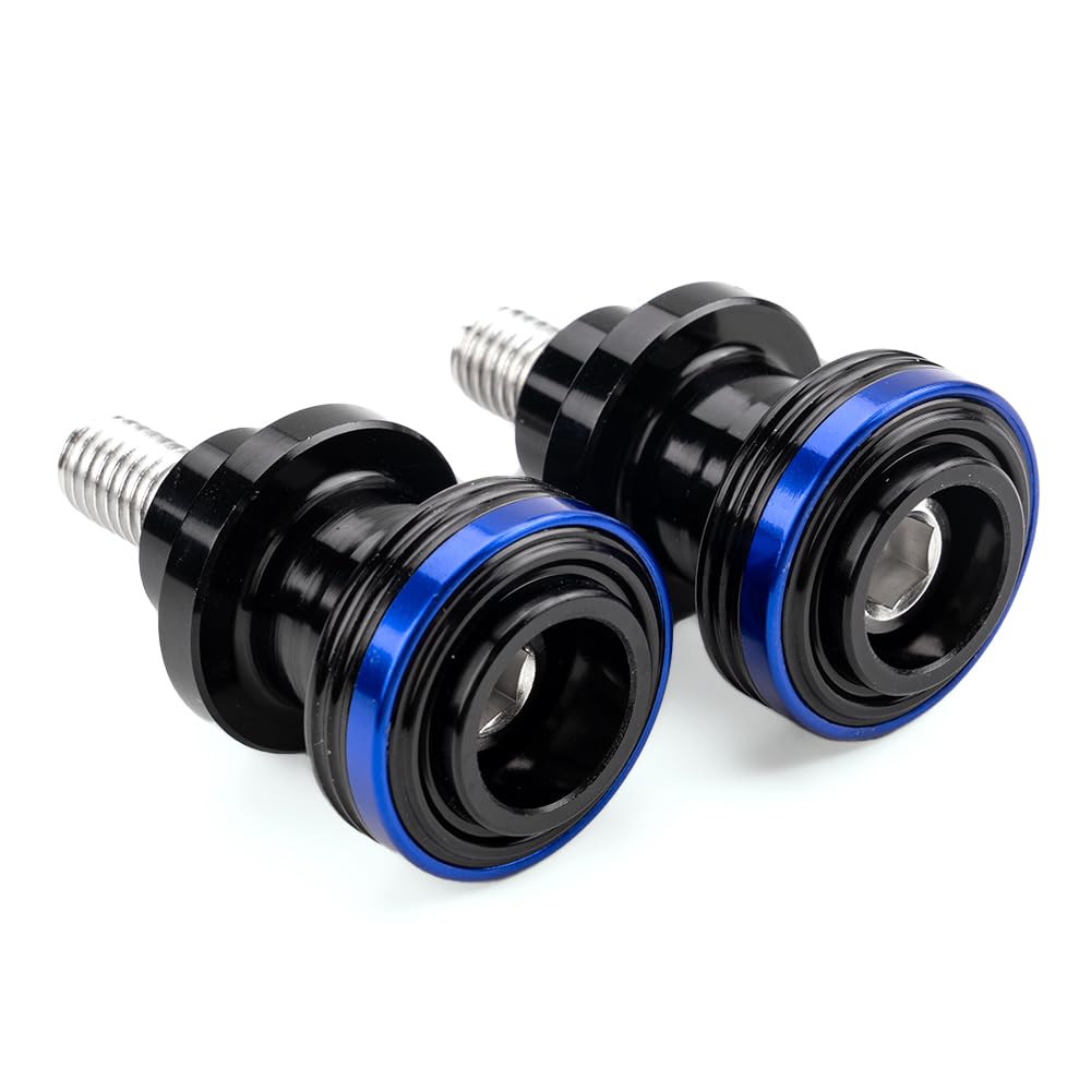 Nottolini Cavalletto Moto M8 8mm Universale Forcellone Alzamoto Bilanciere Posteriore Filettato in Alluminio CNC Blu 2 Pezzi