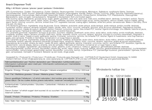 CAPTAIN PLAY Candy Snack Dispenser mit Trolli Süßigkeiten Mix, 40 Beutelchen einzeln verpackt mit 4 Sorten, 800g Trolli Süßigkeiten Box