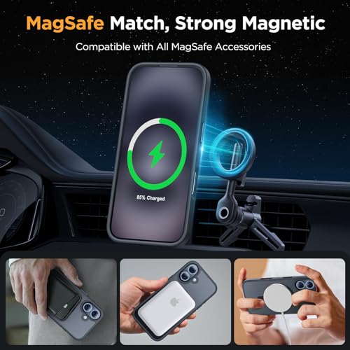 Image of Miracase Magnetic Series for iPhone 16 Case [Compatible with MagSafe] Military-Grade Protection, Anti-Fingerprint, Slim Phone Case for iPhone 16 6.1 inch - Black