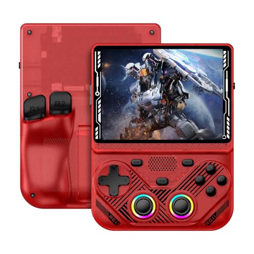 Image of RG43V Pro Retro Handheld Game Console, 4.3 Inch IPS Screen, Portable Open Source Dual System with RK3562 CPU,with 64GB TF Card, Support WiFi Networked Fighting, HDMI TV Output(Transparent Red64G)