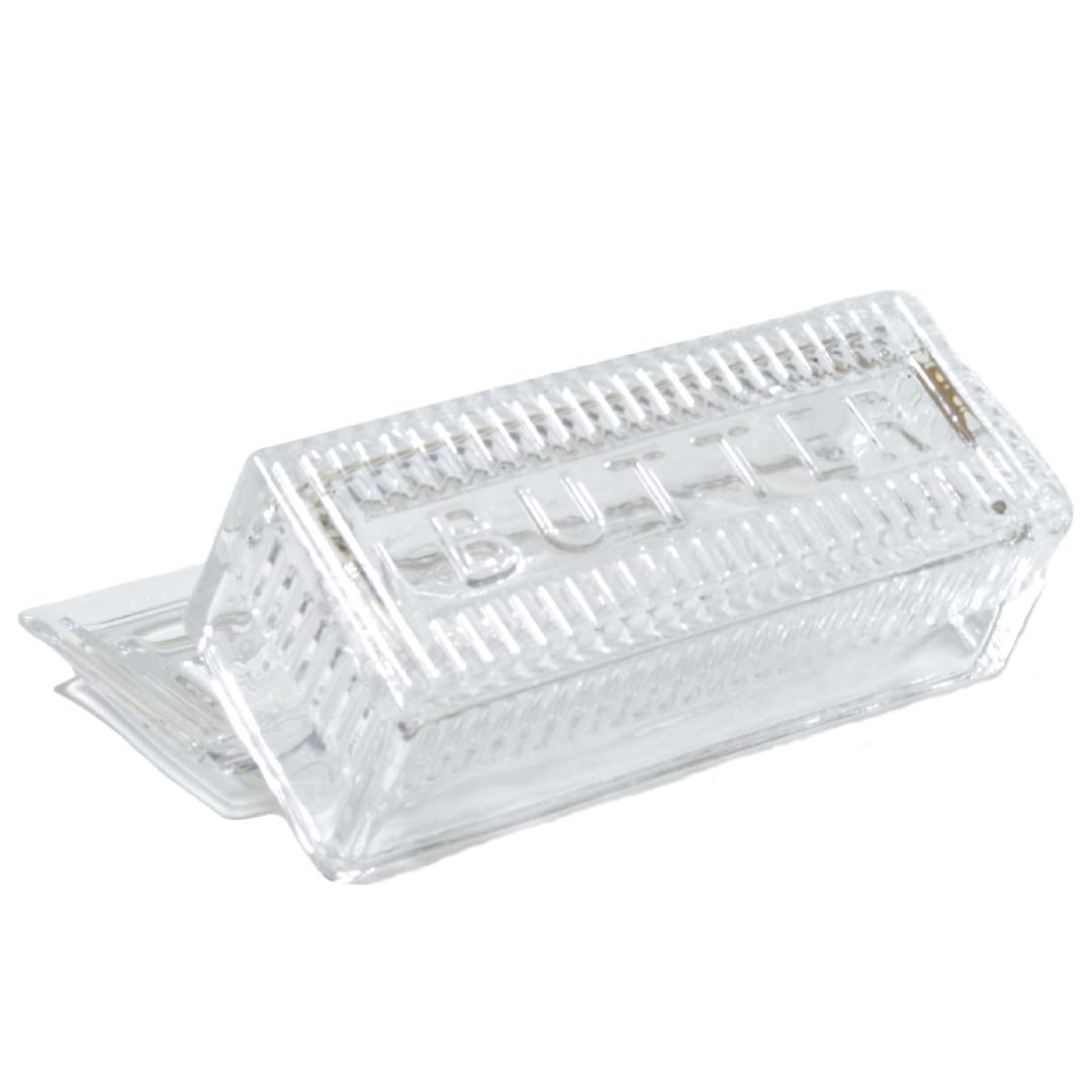 Crystal butter dish with cover 7 inches long clear glass French butter dish with lid vintage kitchen dinning transparent Durable butter box
