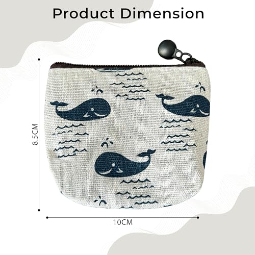 Image of Kraptick Multipurpose Coin Pouch for Men & Women, Compact Coin Organiser, Cash & Coin Holder Pouch, Stylish Mini Money Pouch for Everyday Use (Blue Whale)