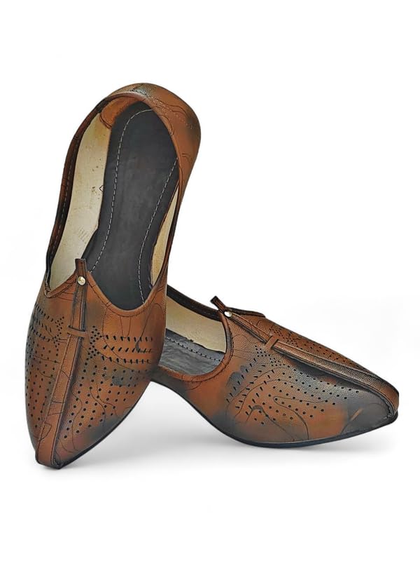 Image of Arrow Men's Ethnic Mojari Premium Handmade Traditional Footwear Laser Cuts
