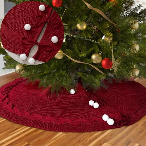 Red-Knitted-Christmas-Tree-Skirt48-Inches-Large-Xmas-Tree-SkirtCable-Knit-Thick-Christmas-Tree-DecorationsXmas-Tree-Mat-for-Christmas-Holiday-Decor-Home-Party-Farmhouse-Decorations Red Knitted Christmas Tree Skirt48 Inches Large Xmas Tree SkirtCable Knit Thick Christmas Tree DecorationsXmas Tree Mat for Christmas Holiday Decor Home Party Farmhouse Decorations