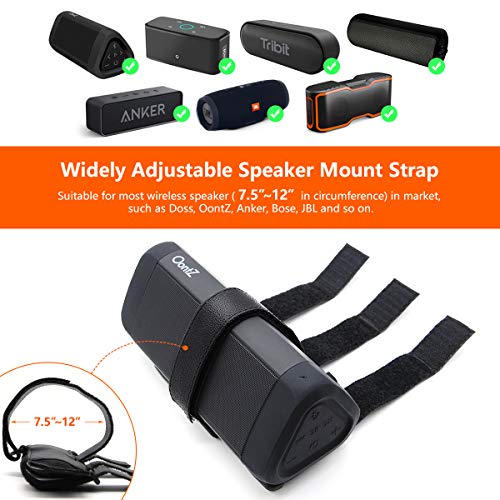 Universal Speaker Mount for Peloton Bike, Adjustable Strap Attachment Accessory Holder Bar Rail for Peloton Bike - Fits Most Bluetooth Wireless Speakers