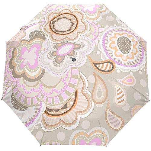 Preisvergleich Produktbild Weinlese-Blumenblumen-Mandala Striped Auto öffnen nahes Sun-Regen-Regenschirm