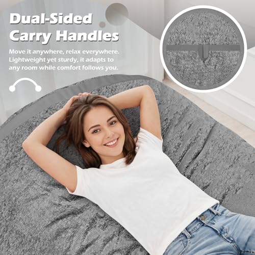 Image of 6FT Bean Bag Chair 6'Giant Bean Bag Chairs with Adults, Large Beanbag Chair | Bean bag Lounger with Machine Washable Cover Luxurious Velvet Fabric, Comfy Chairs for Living Room, Bedroom, Dorm, Darkgrey