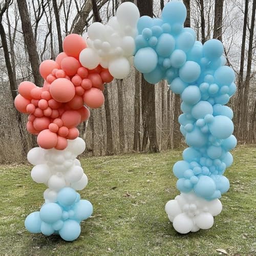 Image of Regular Balloon Combo For Decoration with Glue Dots & Balloon Arch Strip - Party Decor Set For Easy Party Setup (RED BLUE WHITE, 100)