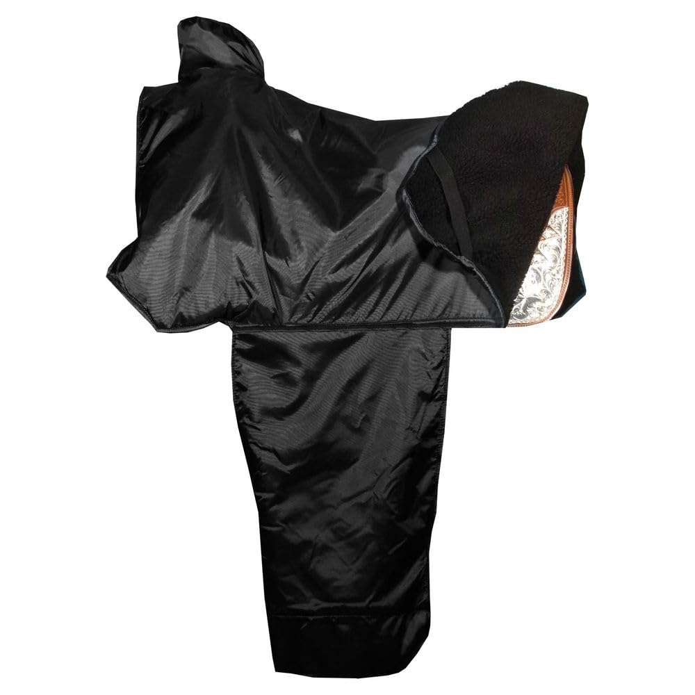 Dura-Tech Fleece Lined Western Saddle Cover | Size Medium | Color Black | Ultimate Horse Gear Protection | Secure Elastic Straps | Ideal for Work or