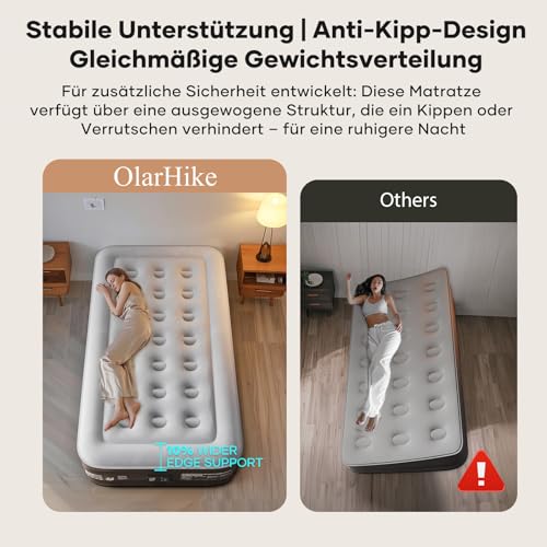 OlarHike Luftbett 1 Person, Luftmatratze Selbstaufblasend mit Integrierter Pumpe, Selbstaufblasbare Gästebett, Gästematratze, Aufblasbare Matratze für Camping oder Heimgebrauch - 198 x 102 x 46 cm