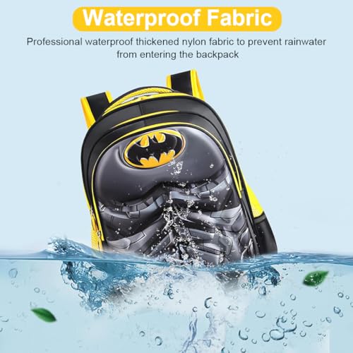 PALAY® School Kids Backpack 3D Cartoon Batman Print Hard Shell Backpack Lightweight School Backpack Padded Shoulder Strap And Lift Handle Waterproof School Backpack School Gift for Kids 6-10 Years Old - Image 3