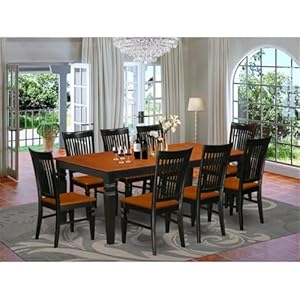East West Furniture LGWE9-BCH-W 9 Piece Modern Dining Table Set Includes a Rectangle Wooden Table with Butterfly Leaf and 8 Dining Chairs, 42x84 Inch, Black & Cherry East West Furniture LGWE9 BCH W 9 Piece Modern Dining Table Set Includes a Rectangle Wooden Table with Butterfly Leaf and 8 Dining Chairs 42×84 Inch Black Cherry