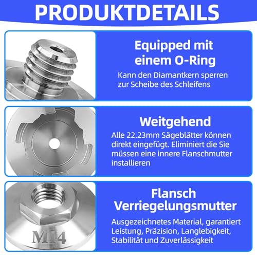 Alriedy X-Lock-Adapter X-Lock-Trennscheiben auf M14 und 5/8’’ Gewinde mit O-Ring Aus Rostfreiem Stahl 304 Professioneller Winkelschleifer Zubehör Robust und Langlebig