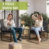 Murago Outdoor 3-Piece Wicker Bistro Set, Rattan Patio Conversation Set with Coffee Table, for Backyard Garden Poolside, Black Frame & Black Cushion #4