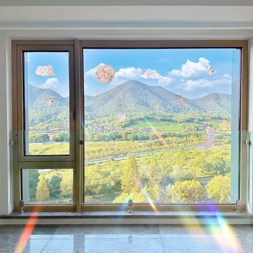 Image of 44 Pcs Window Clings Circles Stars Clouds Anti Collision Window Stickers Sun Catcher Stickers for Bird Strikes