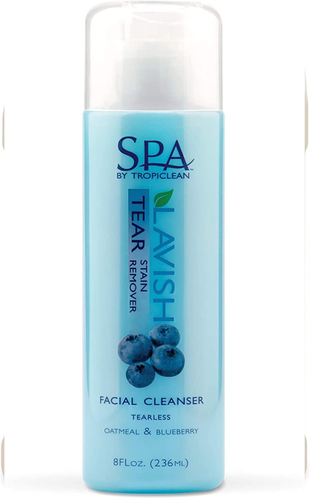 Tropiclean SPA Tear Stain Facial Cleanser for Pets with Oatmeal and Blueberry, Soothe and Balanced Skin, Gently Removes Dirt and Tear Stains, for All Skin Types 236 ml