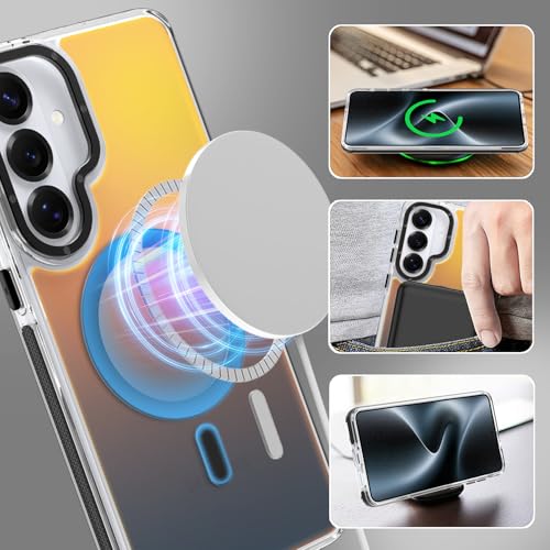 Image of Magnetic Case for Samsung Galaxy S26 Plus [Compatible with Magsafe] [Cute Fashion Fluorescent Design] [1 Screen Protector] Slim Translucent Matte Case for Galaxy S26 Plus 6.7 inch, Black
