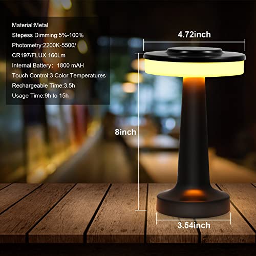 Sunligtgo Cordless Table Lamp, Portable Led Desk Lamp, Table Sensor Control Beside Lamps, Kids Night Light With Stepless Dimming & Charging Completed Tip Light & 3 Colors Changing #TOP6
