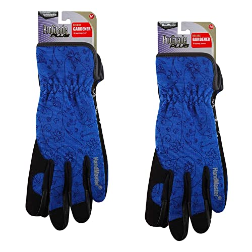 HandMaster Womens Deluxe Gardener Gloves (2 Pack, Medium, Blue) PGP60T