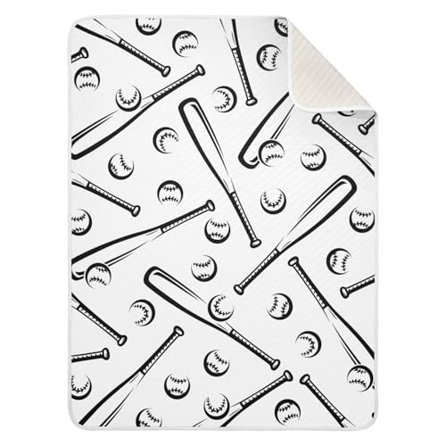 Image of Baseballs White Black Baby Swaddle Blanket for Boys and Girls, Muslin Baby Receiving Swaddle Blanket, Soft Cotton Nursery Swaddling Blankets for Newborn Toddler Infant