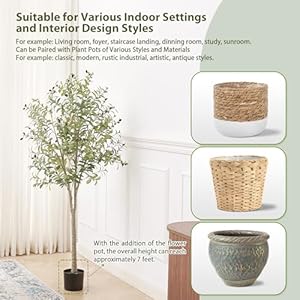 6ft Olive Tree Artificial Indoor Tall Faux Plants Fake Tree for Home Living Room Kitchen Decor House Spring Summer Decoration Thicken Trunk