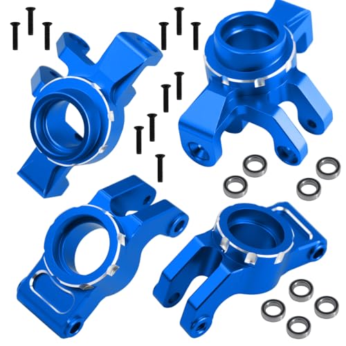 Aluminum Alloy Front Steering Block Knuckles,Rear C-Hubs Upgrade Parts for Arrma 1/14 Typhon Grom 1/18 Granite Grom (Blue)