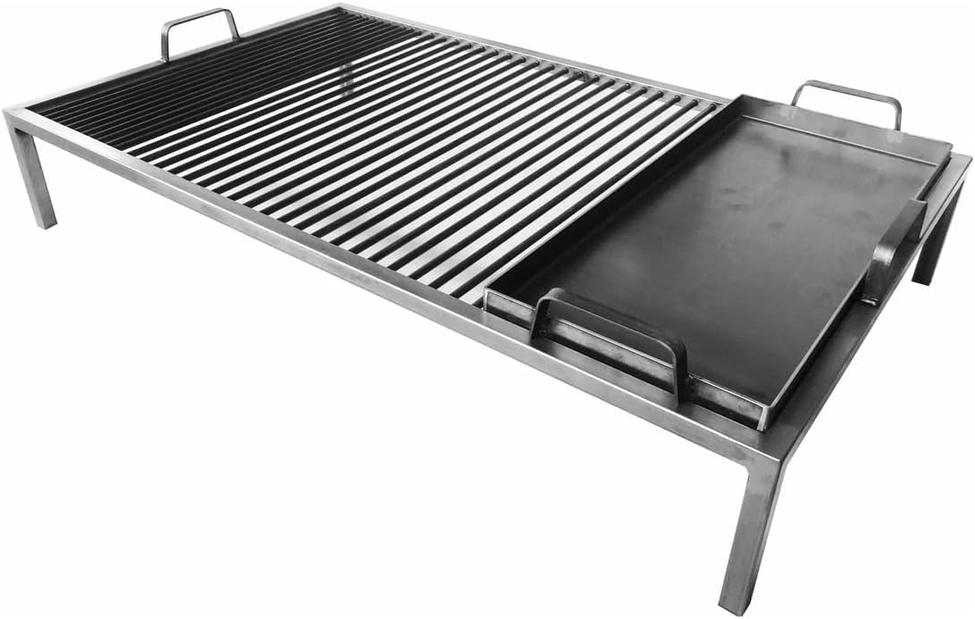 Argentine Grill con moduli in ferro rimovibili + Braciere + Utensili per il fuoco - Argentina Grill - BBQ Parrilla Asado - Sor pampa grill (Modulo Grill con piastra in ferro) Cod 003. (81,3 x 50,8 cm)