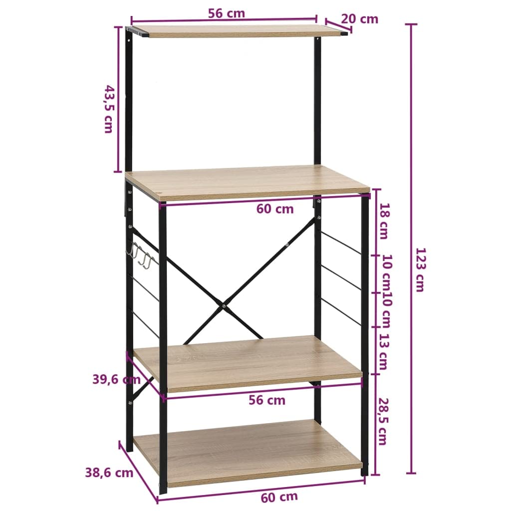 Mikrowellenregal Schwarz Eiche 60x39,6x123 cm Holzwerkstoff,Heim & Garten,Küche & Esszimmer,Küchenhelfer & -utensilien,Küchenorganizer,Küchenutensilienhalter & -ablagen,Schwarz,11 kg-288239