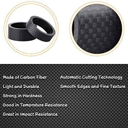 image for SANNIX 4 Pieces Bike Headset Spacers Matte Bicycle Handlebar Carbon Fi