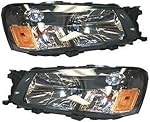 Evan-Fischer Headlight Set Compatible with 2003-2004 Subaru Forester Left Driver and Right Passenger Side Halogen With bulb(s)