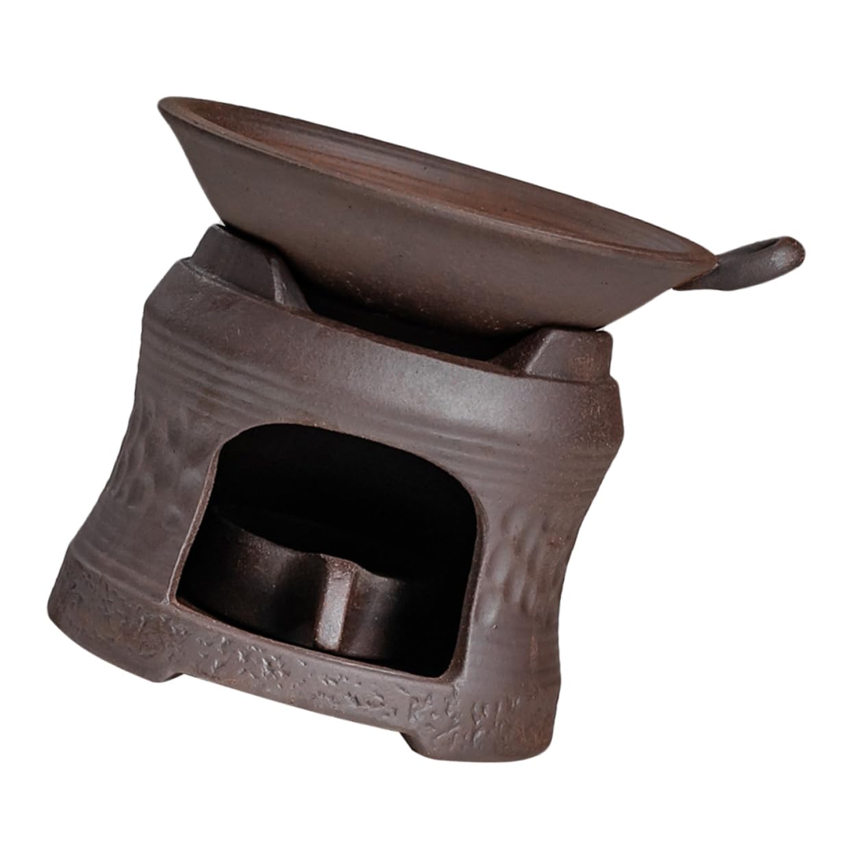 Unomor 1Set Ceramic Tea Warmer with Retro Teapot Tray Brown Household Tea Warmer for Home Use for Keeping Teas Warm with Elegant Candle Holder Design