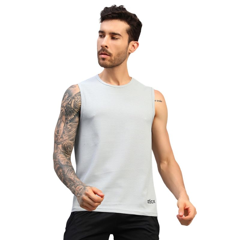 Slim Fit Waffle Knit Polyester Sleeveless T Shirt for Men - Sando Vest Tank Top Muscle Tee for Casual Wear, Gym, Training, Running