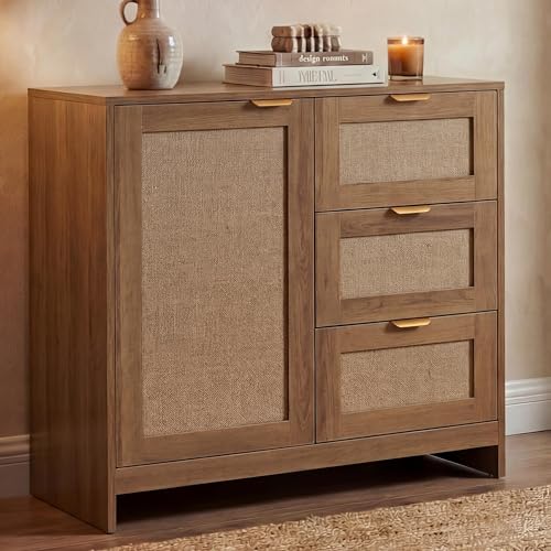 Mendler Commode HWC-P50 MDF mélaminé façade Lin Marron