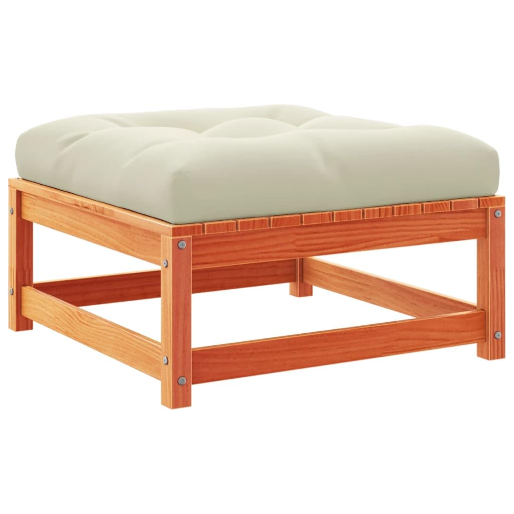 INLIFE Repose-Pieds de Jardin avec Coussins 2 pcs Bois Massif pinMeubles,Mobilier de Jardin,Sièges de Jardin,Éléments pour canapés modulables de jardin-42.61 lb-Brun-11297
