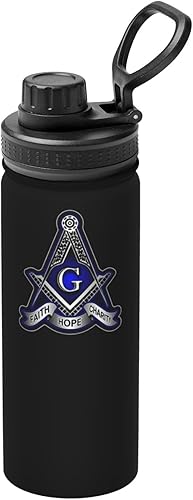 Qauirfe Faith Hope Charity - Botella de agua masónica masónica con aislamiento de acero inoxidable 18 onzas, a prueba de fugas, caliente y fría,
