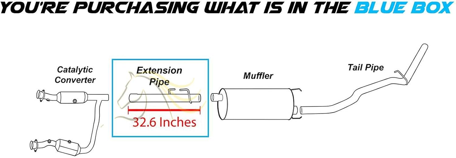 Exhaust Extension Pipe Compatible for 2006-2008 Dodge Ram 1500 4.7L | Stainless Steel | Northeastern Exhaust | Free Clamps included | Direct-Fit Replacement