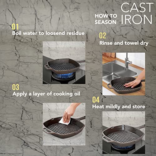 Image of Sumeet Super Smooth Gold Series Pre Seasoned Cast Iron Grill Pan for Grill /Fry /Saute /Roast |28cm 3.180kg, Gas & Induction-Friendly.