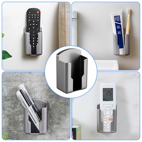 YOUNGSAY 6 Stk Fernbedienungshalter Wand, Grau Kunststoff Fernbedienung Halterung Selbstklebend, Multifunktion Fernbedienungshalterung Wand für Zuhause und Büro