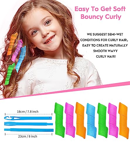 Yevyo 38 Pieces Heatless Hair Curler, Spiral Curlers No Heat Damage Heatless Curls With 2 Sets Styling Hooks, For Women Girls Long Medium Short Hair (4 Colors,20Cm/ 7.87") #TOP4