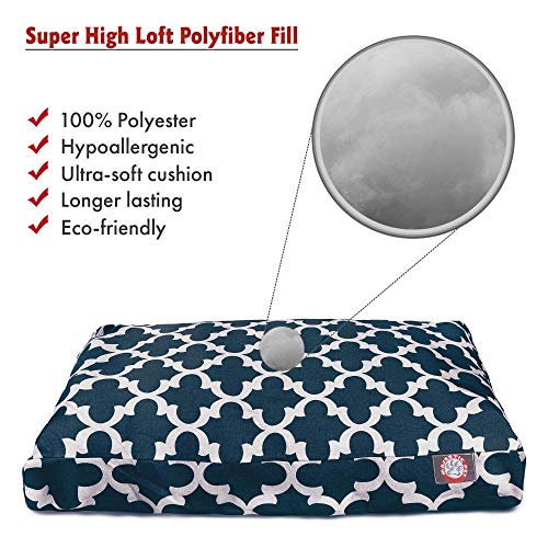 Navy Trellis Extra Large Rectangle Indoor Outdoor Pet Dog Bed With Removable Washable Cover By Majestic Pet Products #TOP2