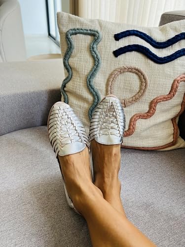Image of Macarena Collection Leather Sandals for Women | Handmade Mexican Huarache | Woven Slip-On Shoes with Cushioned Insole | Artisan Crafted Genuine Leather
