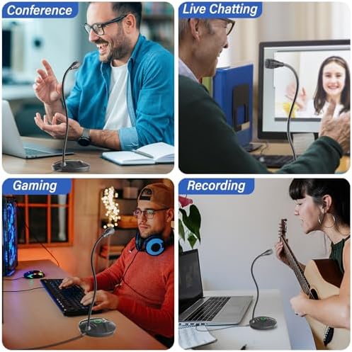 CMOCIIY 플러그 앤 플레이 USB 컴퓨터 마이크, 유연한 구즈넥 및 음소거 버튼 LED - 게임, 유튜브, 스트리밍용 데스크탑 마이크, 윈도우/맥과 호환 (1.8m/6피트) — 사진 7