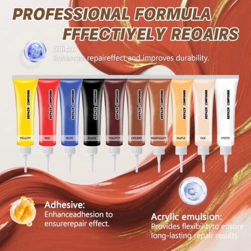 Leather Repair Kit for Furniture, Sofa, Jacket, Car Seats & Purse, 10Pcs Vinyl Repair Kit with Easy Instructions, Fix Tears, Scratches, Holes & Peeling on Genuine, Faux, Bonded Leather (Multicolor) by HHGFCLTRS - Image 3