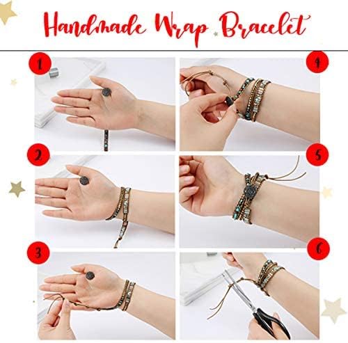 Miniatura 7 de ZOSOJONA Pulsera envolvente para mujer, estilo bohemio, con cuentas de piedra de cristal de jaspe natural