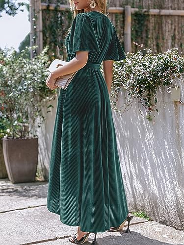 Image of BerryGo Women's Velvet V Neck Wrap Semi Formal Dress Cocktail Party Maxi Dress for Wedding Guest