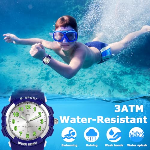 Image of CKV Kids Watch for Boys Girls Ages 5-12, Waterproof Time Teacher Easy to Read Analog Sport Outdoor Children Watches with Soft Band for Kids