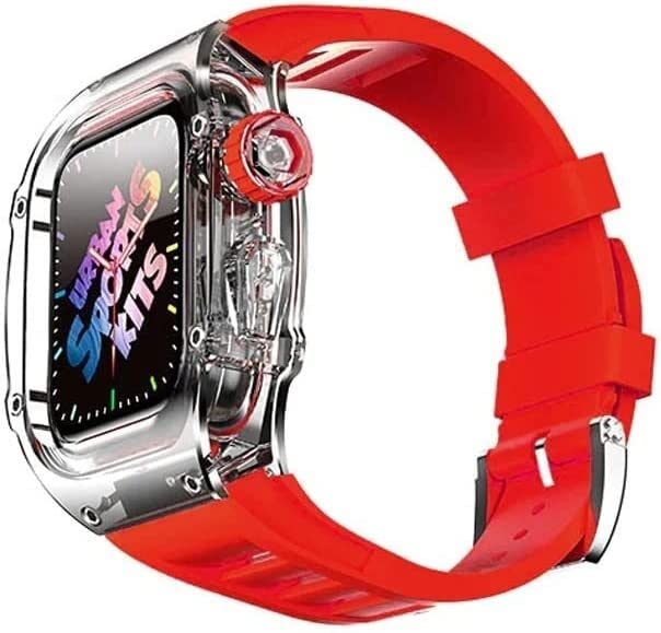 Boîtier Apple Watch Series 8 45mm transparent et bracelet iWatch SE 44mm fluoré